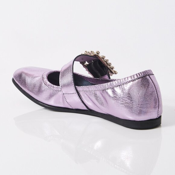 Free People Ursa Gemini Stormy Metallic Lavender Flats with Crystal Buckle 8.5 - Picture 6 of 13